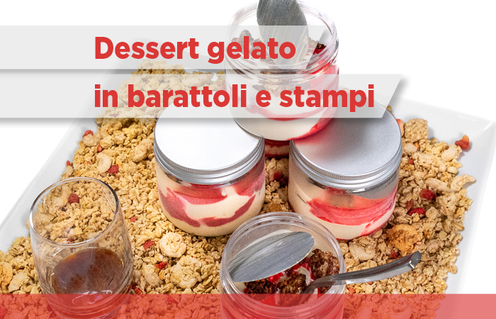 Dessert di gelato in barattoli e stampi